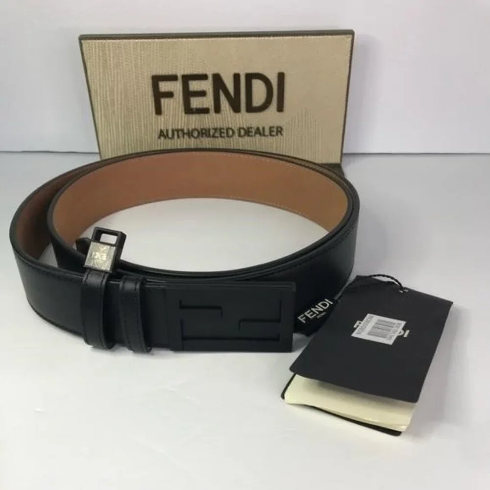💯 - New Authentic Fendi Baguette FF Logo Buckle Leather Belt